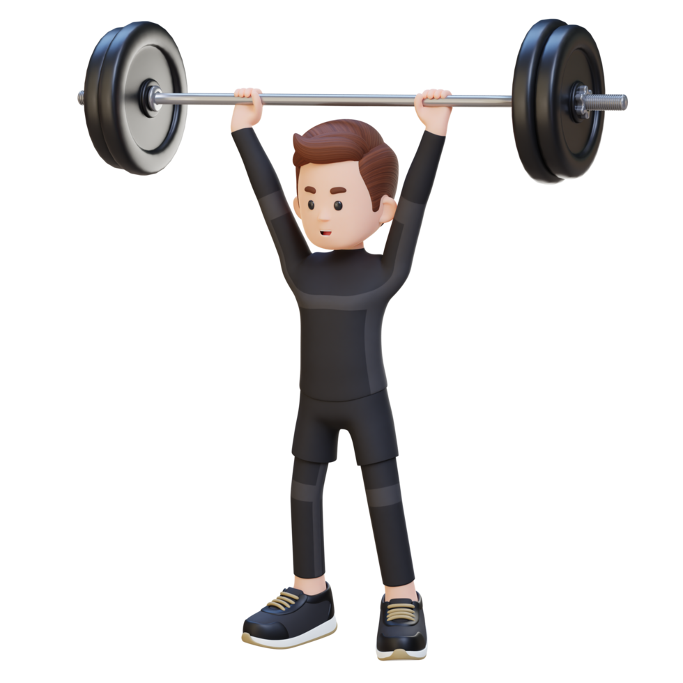 3D Sportsman Character Building Shoulder Strength with Overhead Press Workout png