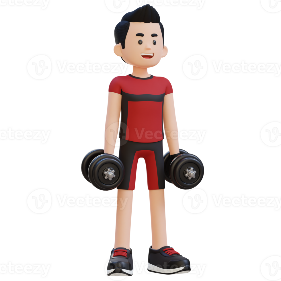 3D Sportsman Character Performing Dumbbell Lateral Raise png