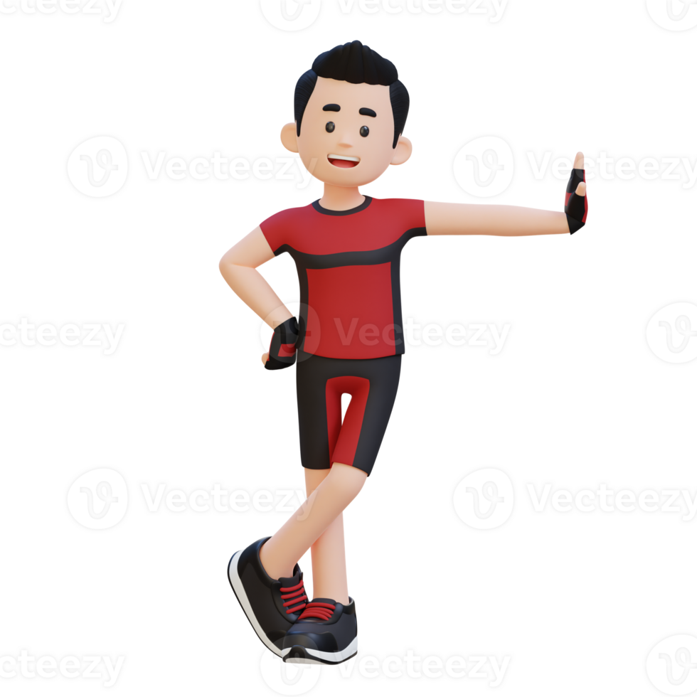3D Sportsman Character Resting Against a Transparent Wall for a Futuristic Vibe png
