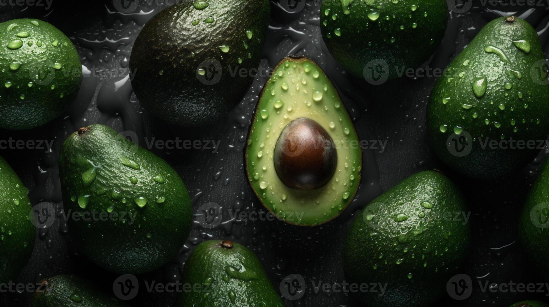 comida Fresco de cerca salud verde tropical vegetal antecedentes crudo oscuro aguacate. generativo ai. foto