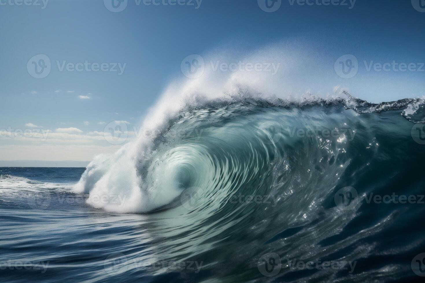 ocean cool liquid sea water crash nature blue wave surfing. Generative AI. photo