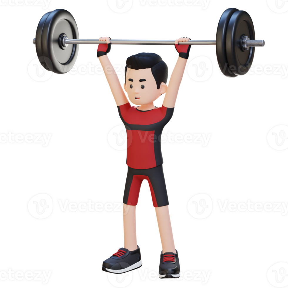 3D Sportsman Character Building Shoulder Strength with Overhead Press Workout png