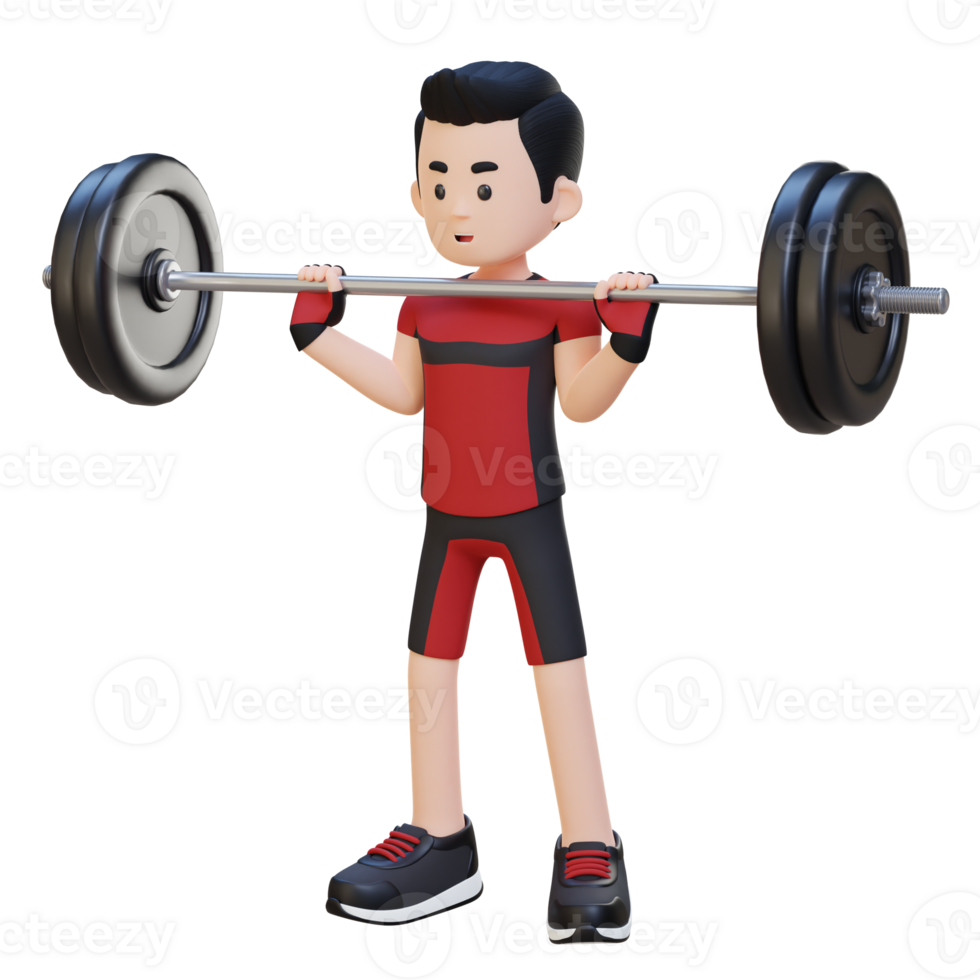3D Sportsman Character Building Shoulder Strength with Overhead Press Workout png