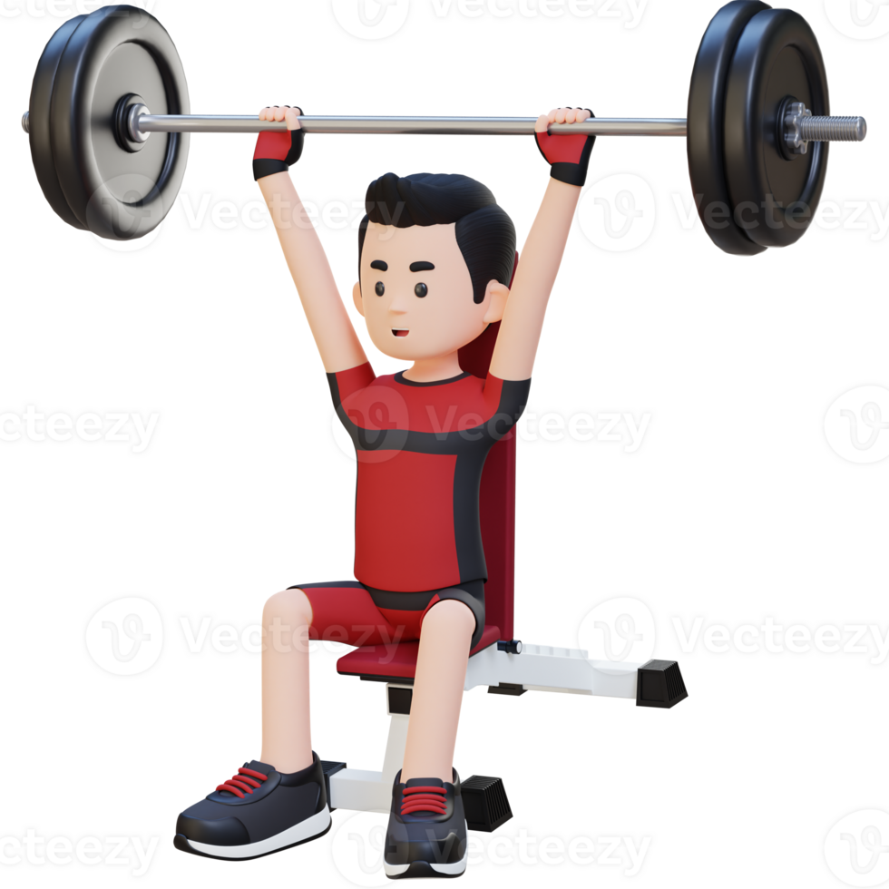 3D Sportsman Character Building Upper Body Strength with Overhead Bench Press Workout png