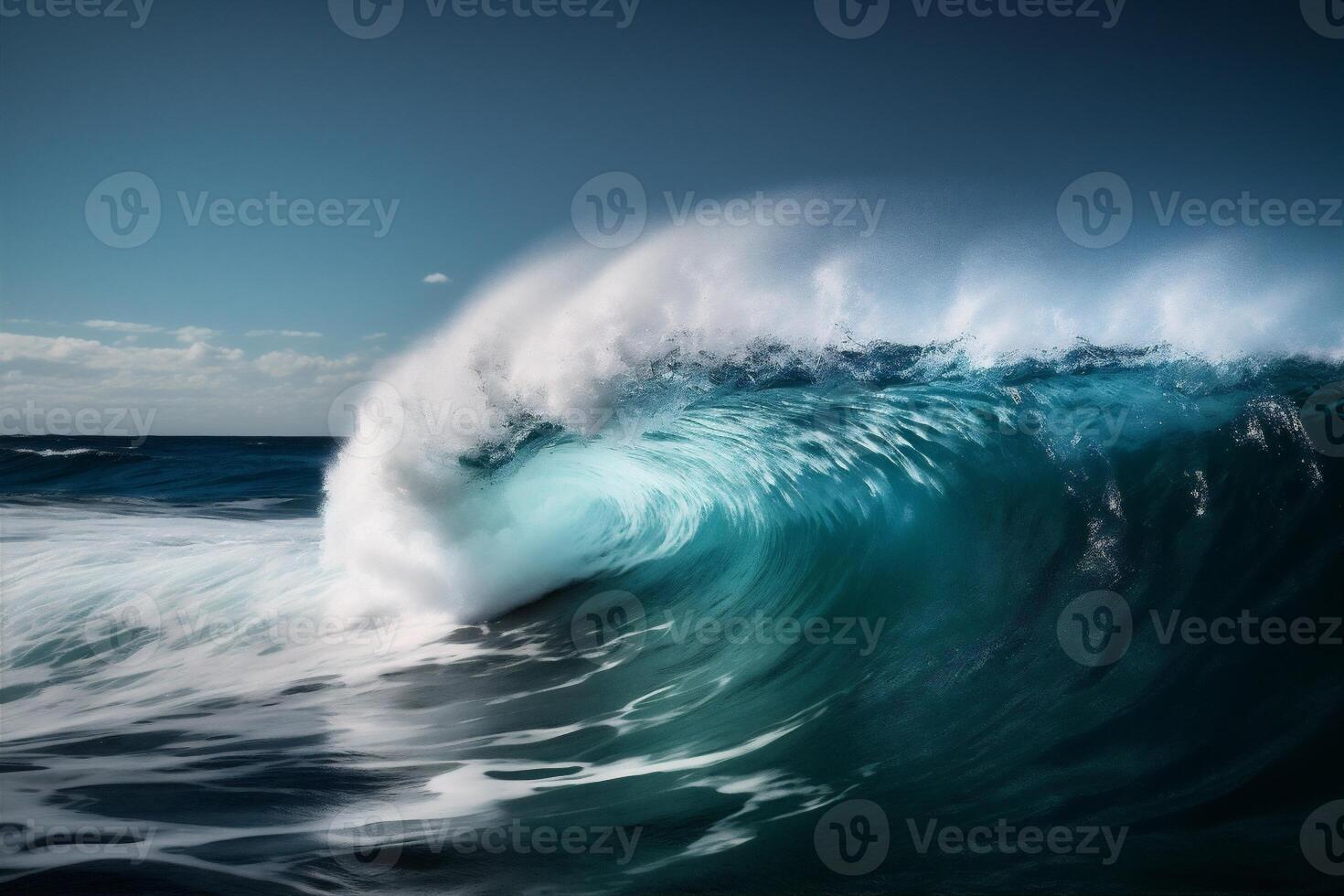 surfing nature wave ocean cool liquid blue water crash sea. Generative AI. photo