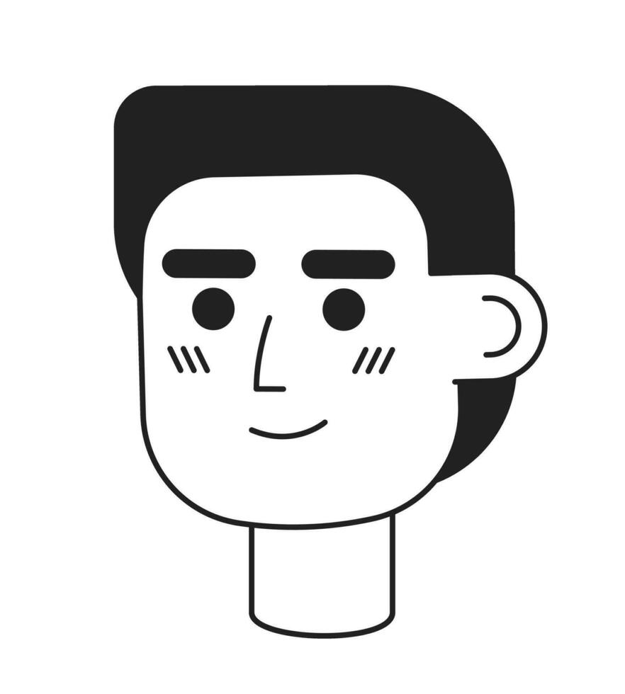 caucásico chico con rojo pelo monocromo plano lineal personaje cabeza. masculino con cara emoción. editable contorno mano dibujado humano cara icono. 2d dibujos animados Mancha vector avatar ilustración para animación