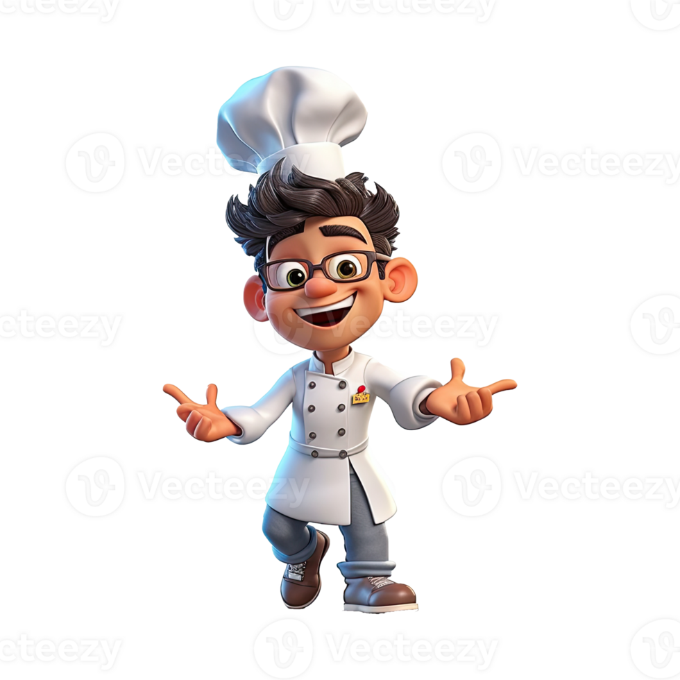linda dibujos animados cocinero personaje en transparente antecedentes. generativo ai png