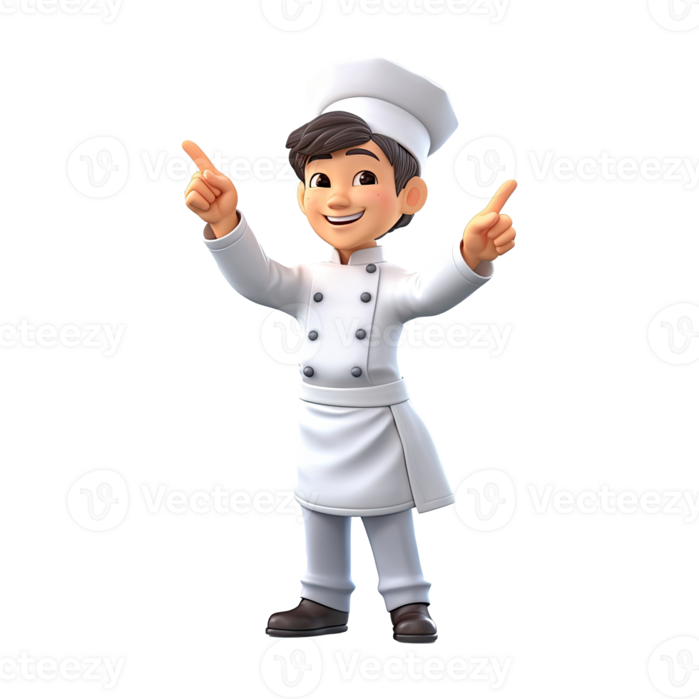 Cute cartoon chef character on transparent background. png