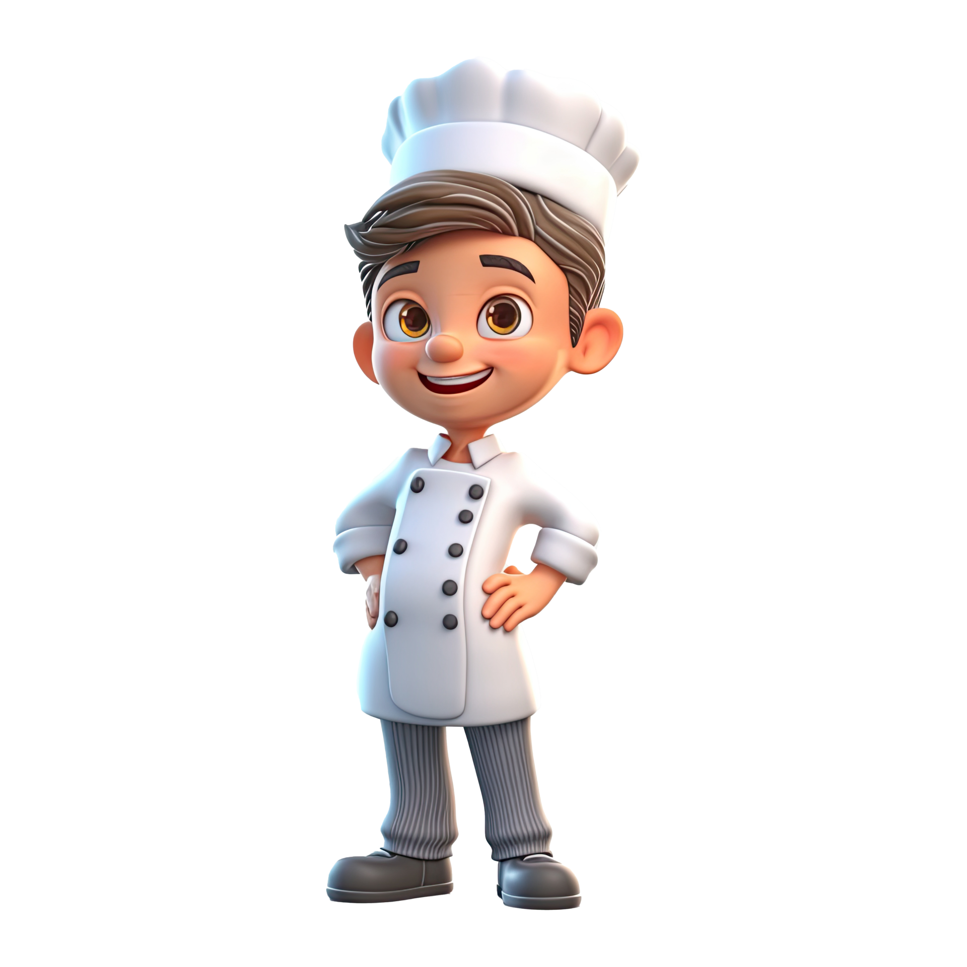Cute cartoon chef character on transparent background. Generative AI