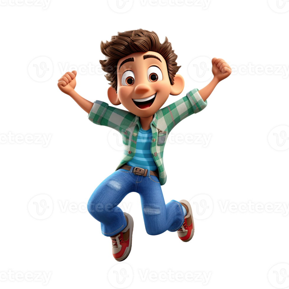 3D Happy cartoon actor character on transparent background. Generative AI png
