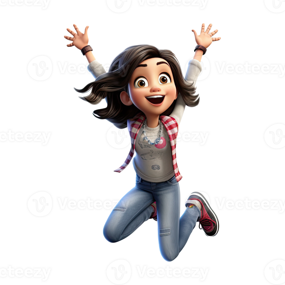 3D Happy cartoon actress character on transparent background. Generative AI png