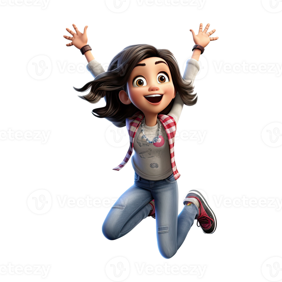 3D Happy cartoon actress character on transparent background. png
