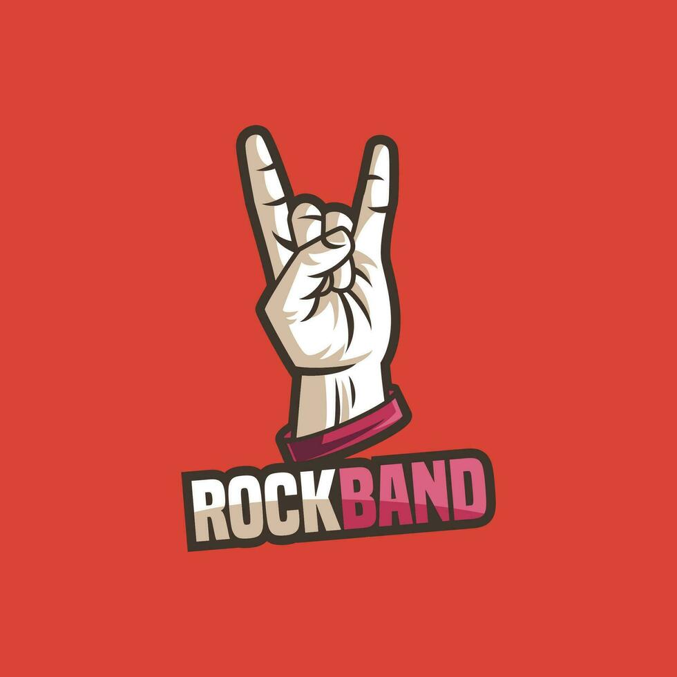 rock banda mano música metal logo vector