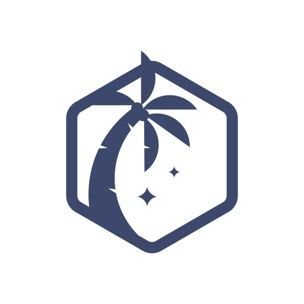 hexágono playa logo vector