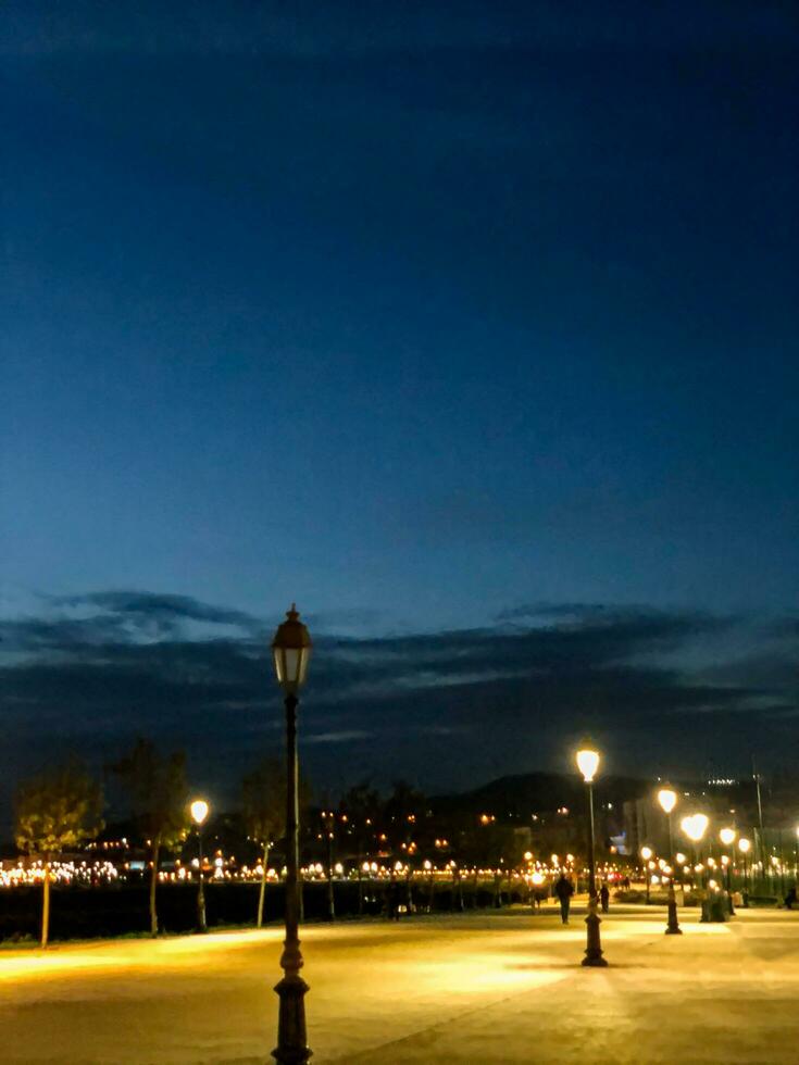 Night on walkway in the public park photo