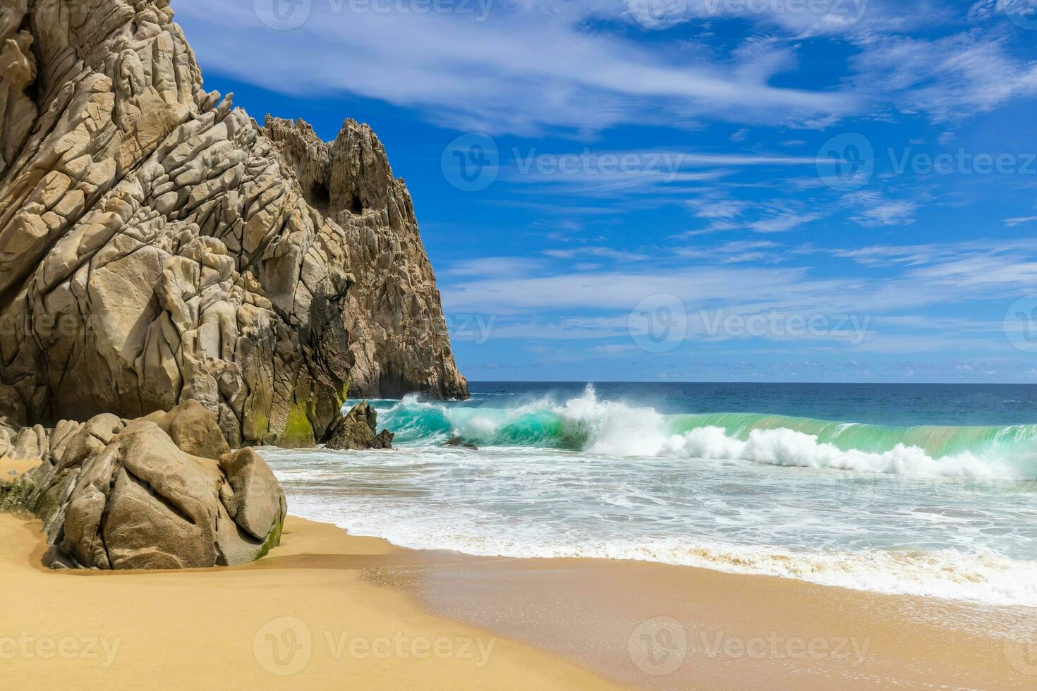 México, los Cabos viaje destino playa divorcio y playa amantes cerca arco de cabo san lucas foto