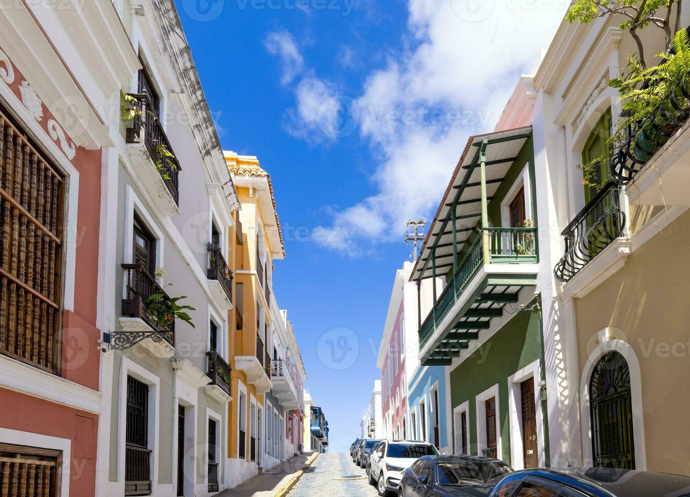 puerto rico vistoso colonial arquitectura en histórico ciudad centrar foto