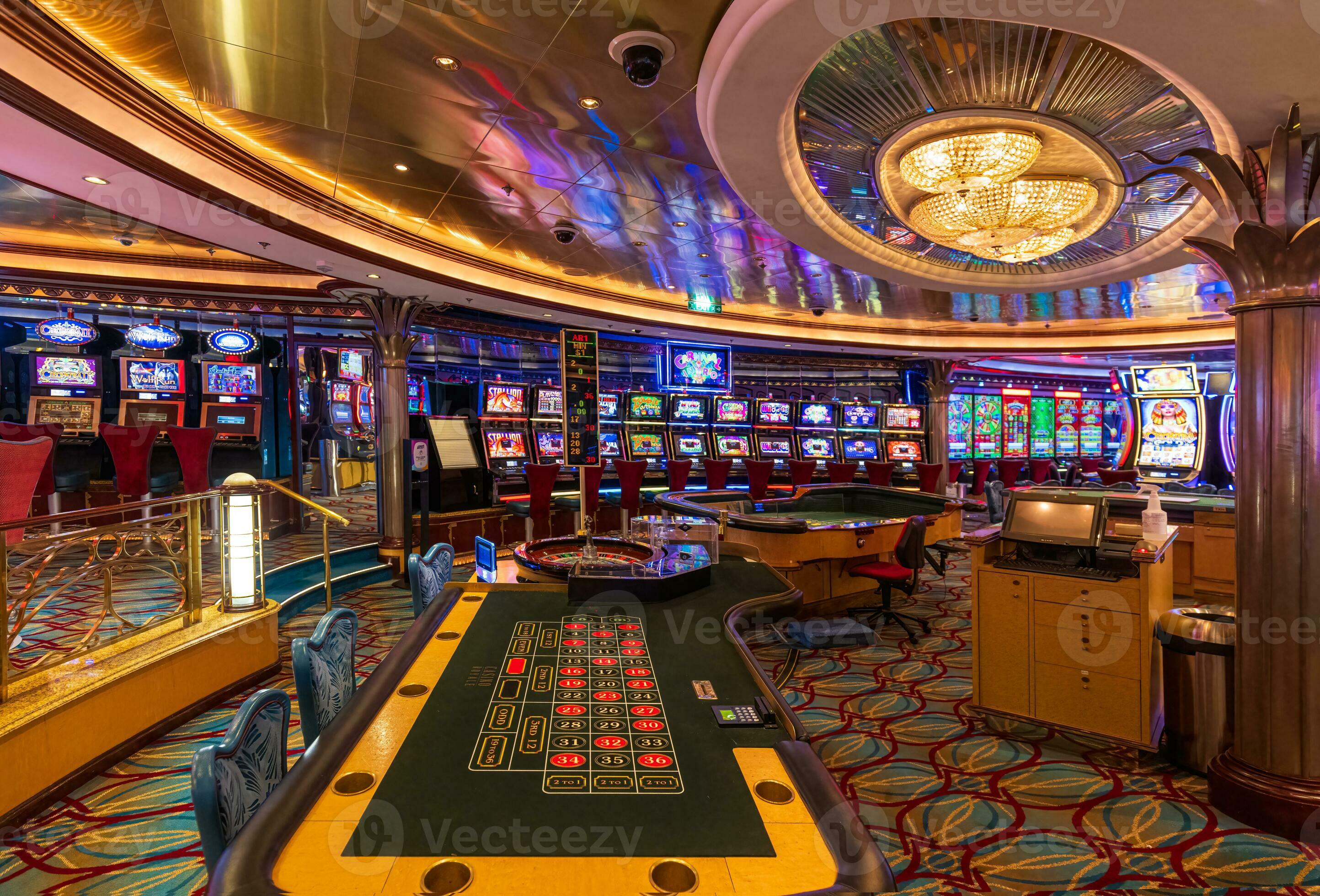 Cruise ship casino gambling blackjack and slot machines waiting for  gamblers and tourist to spend money 25002935 Stock Photo at Vecteezy