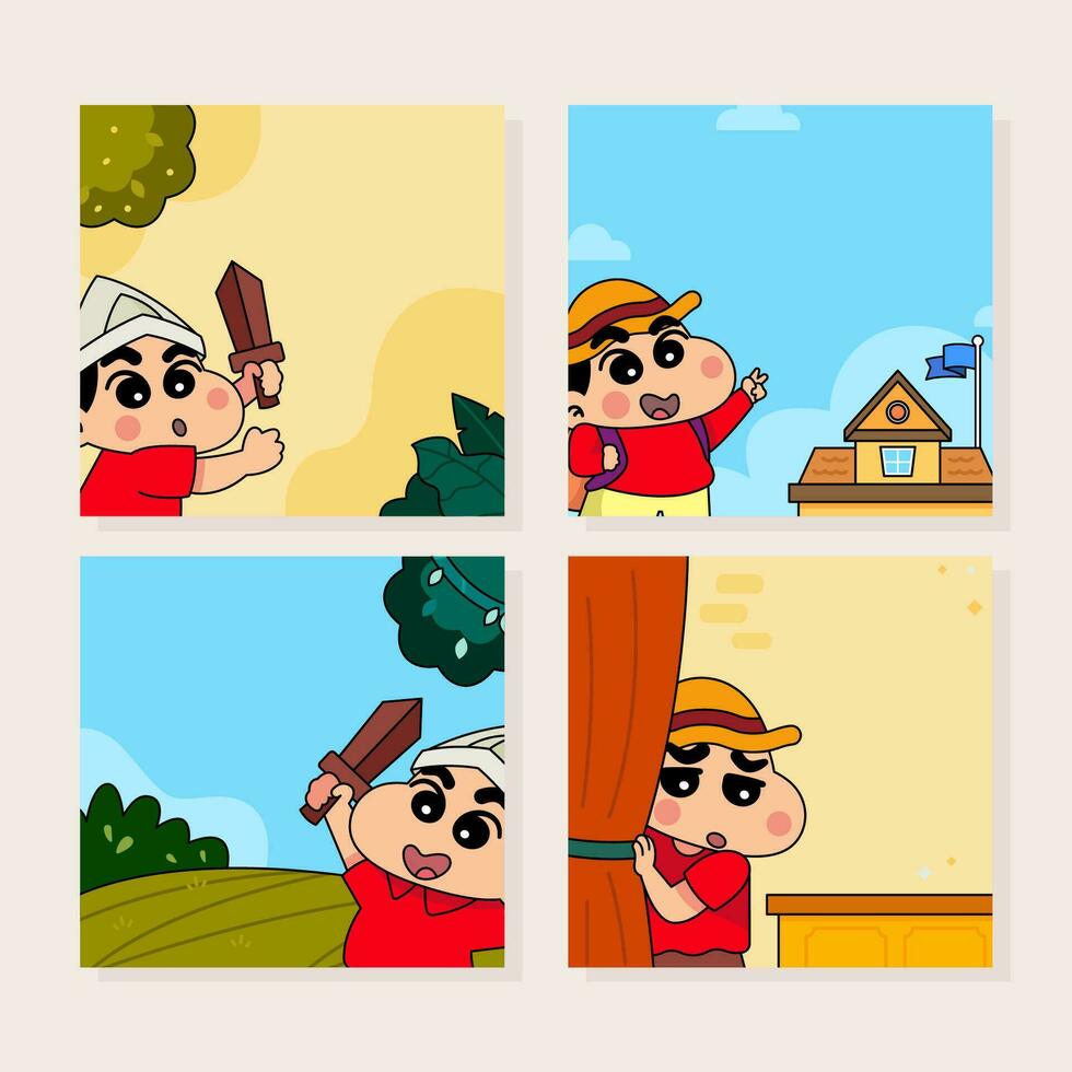 Collection of Cute Boy Playing at Ground vector