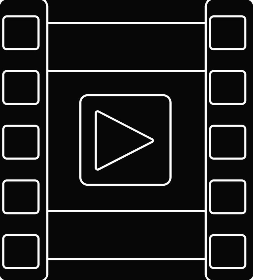 Black and white film strip with play button. vector