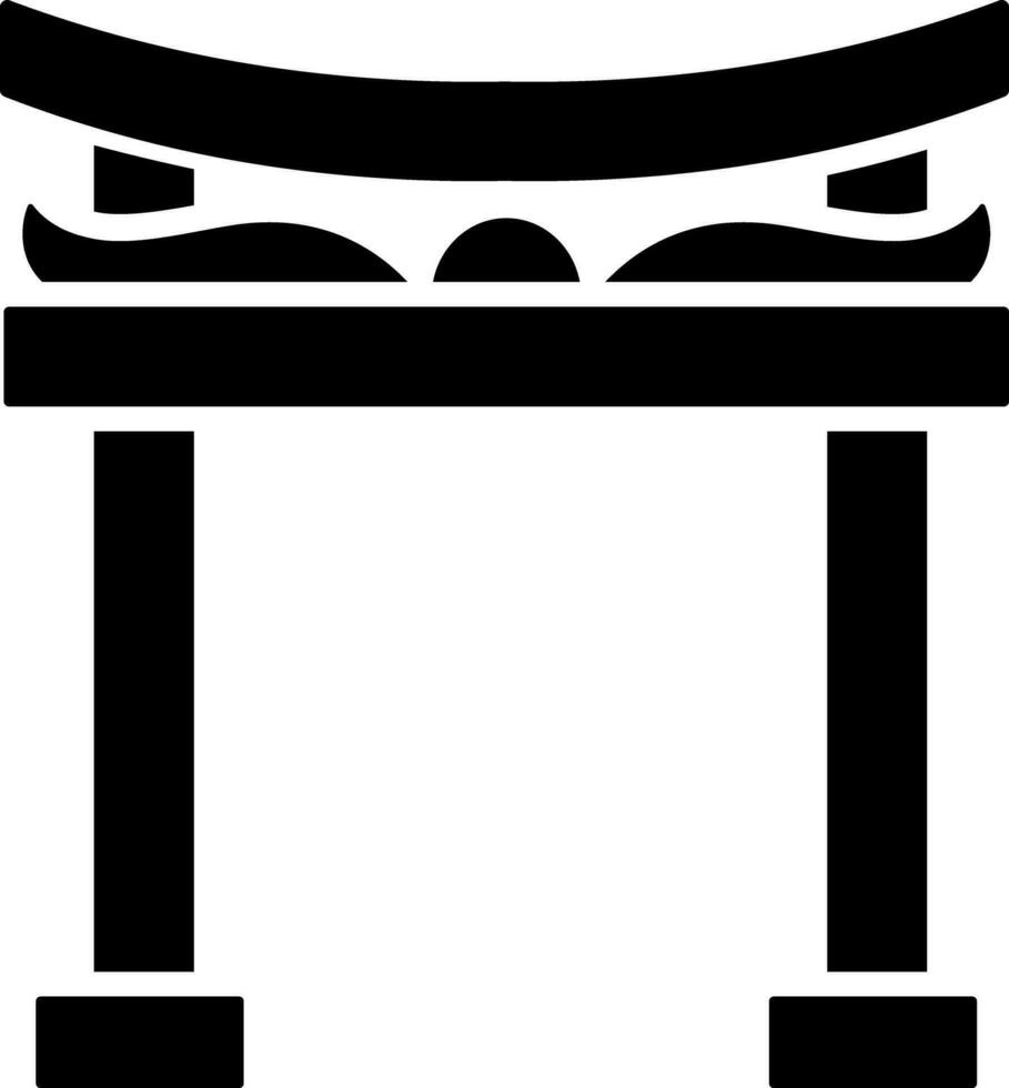 Black and White illustration of torii gate icon. vector