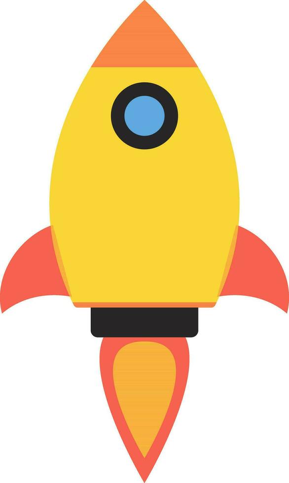 Yellow and pink rocket in flat style. vector