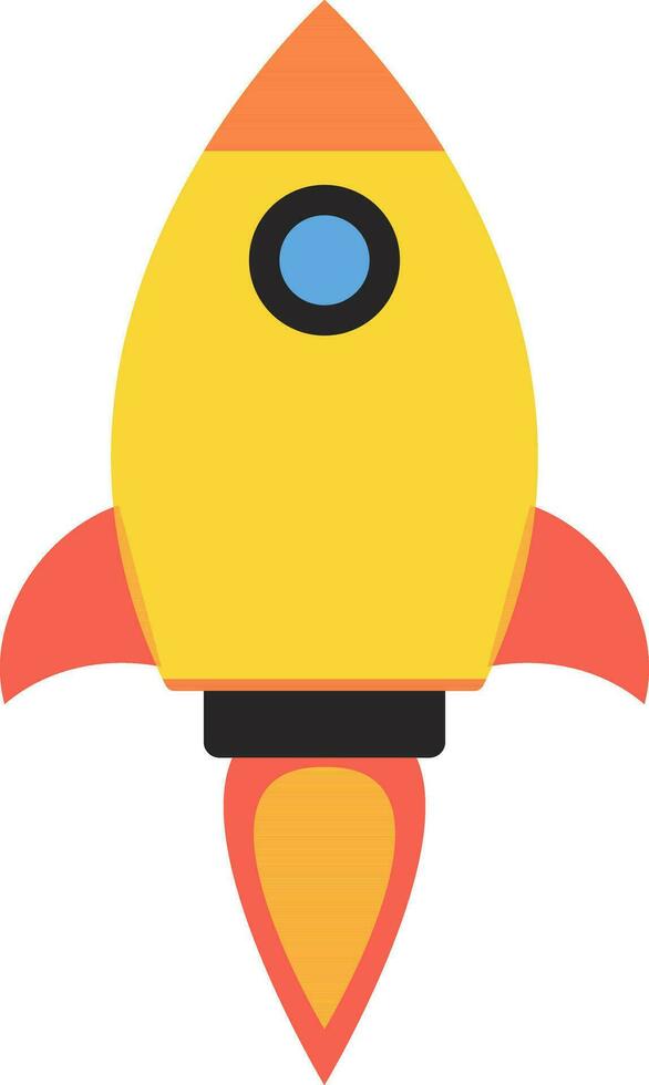 Yellow and pink rocket in flat style. vector