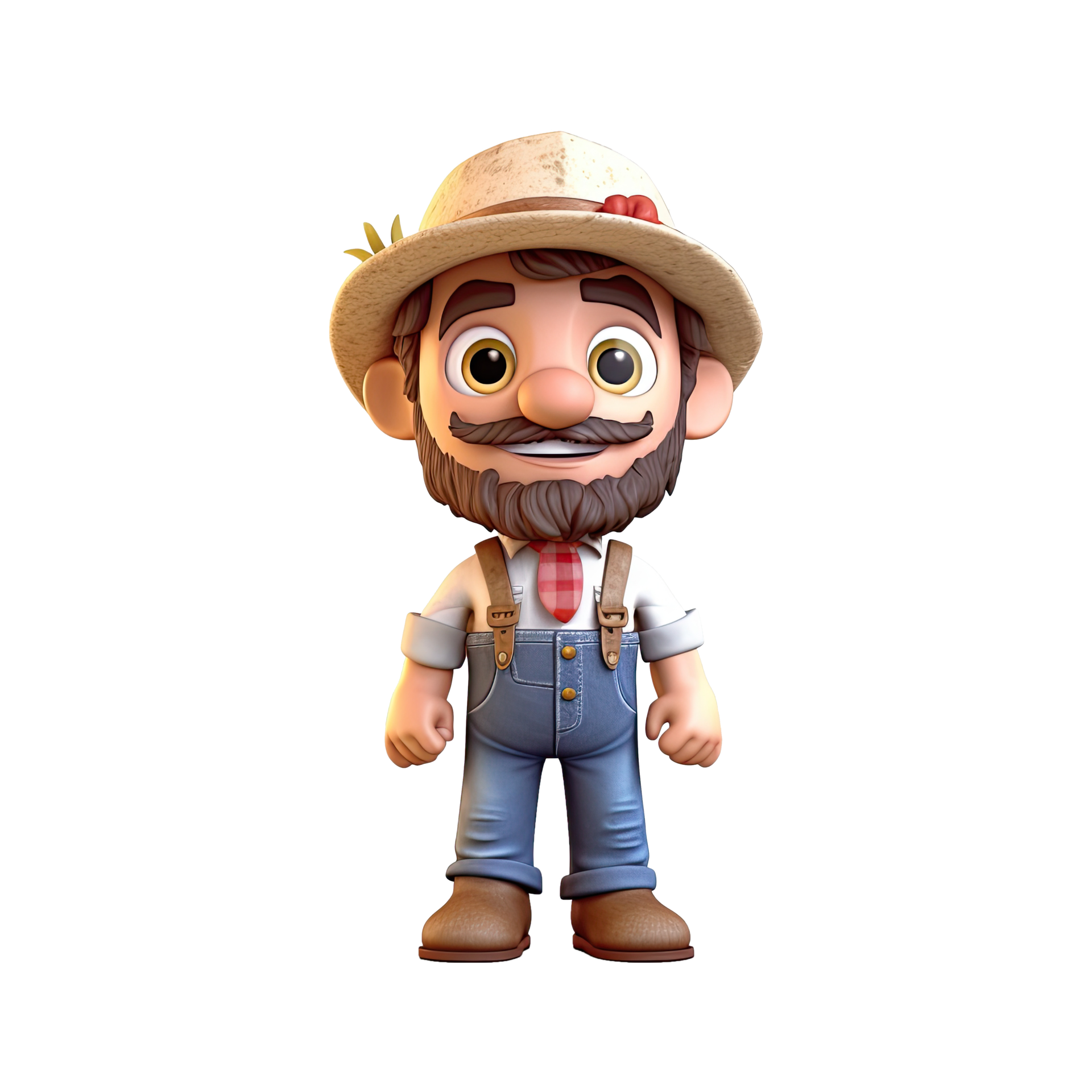 Cute cartoon farmer character on transparent background. Generative AI ...