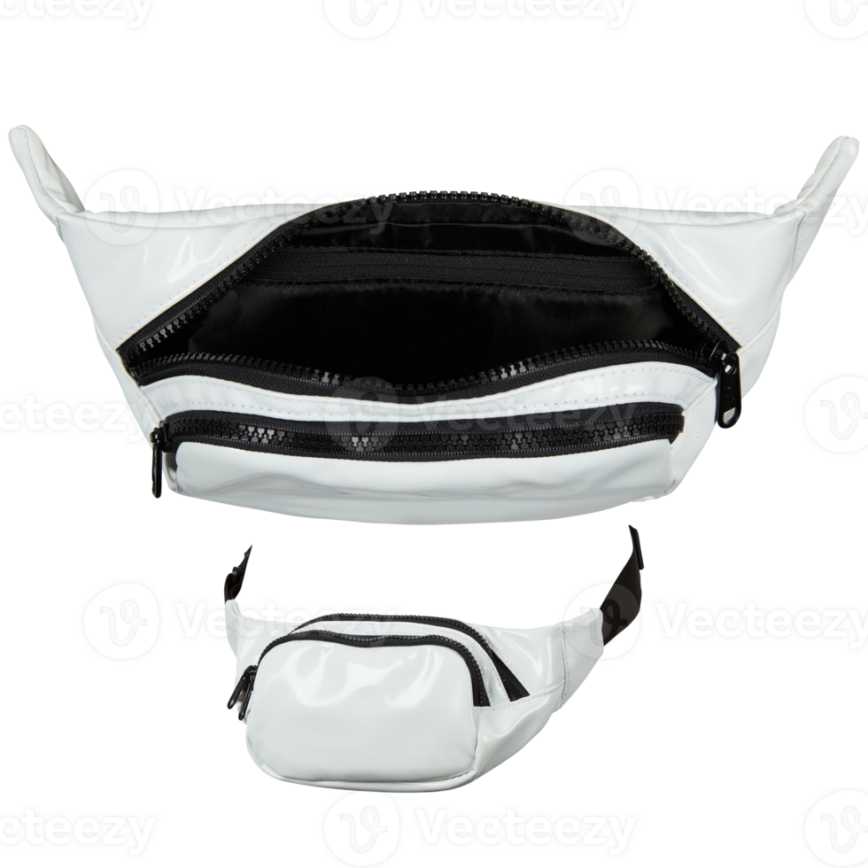 Leather waist bag with zip closure Cut out, isolated transparent background png