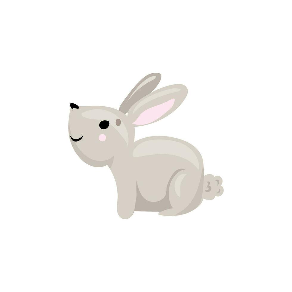 Cute cartoon animal. Cute character - rabbit on white background. vector