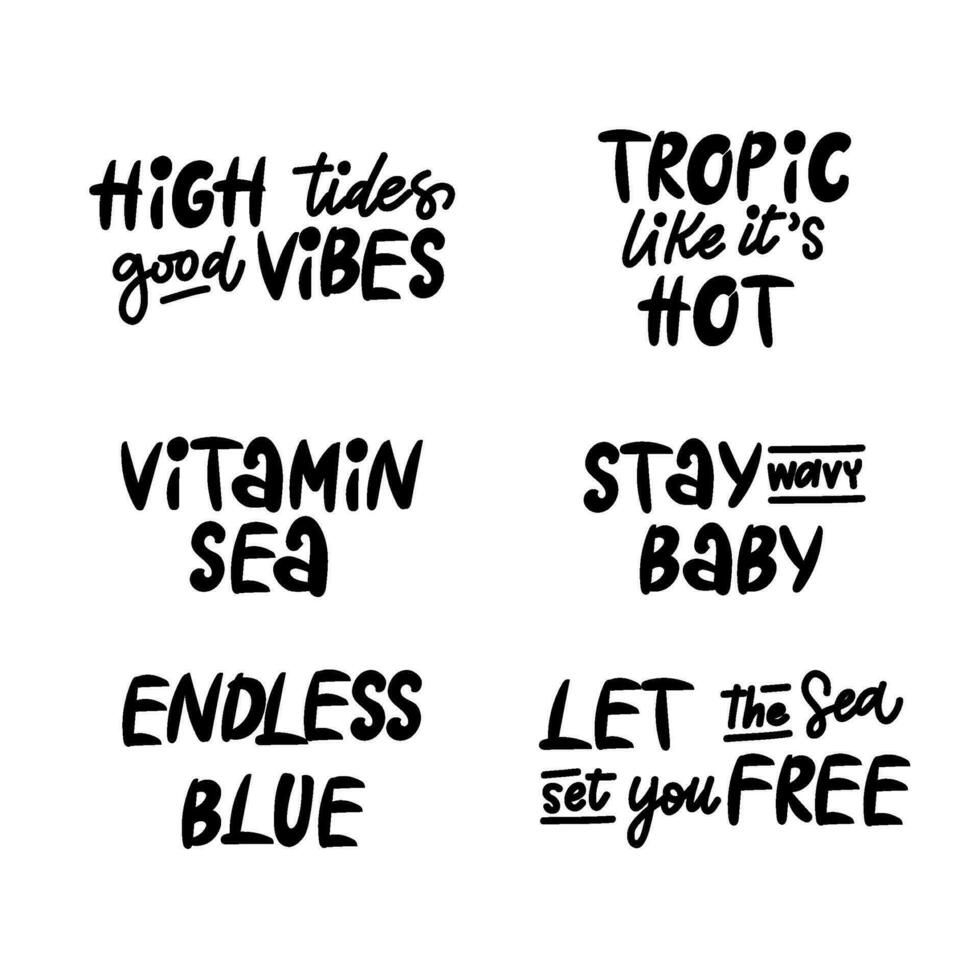 Handwritten phrase summer set for postcards, posters, stickers, etc. vector