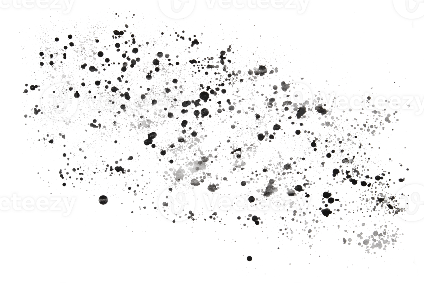 Splatter of black paint isolated on a transparent png background. Stock photo