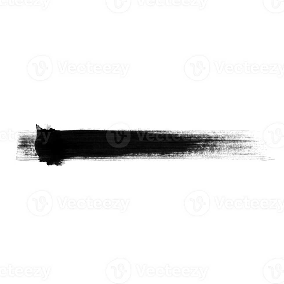 Black brush stroke isolated on a transparent background. Stock design element png