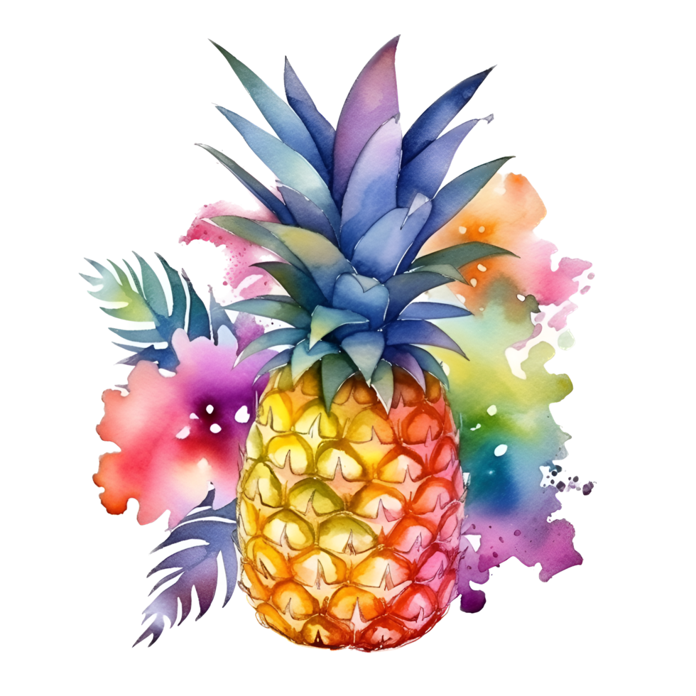 Pineapple Tropical Watercolor Clipart AI Generated png