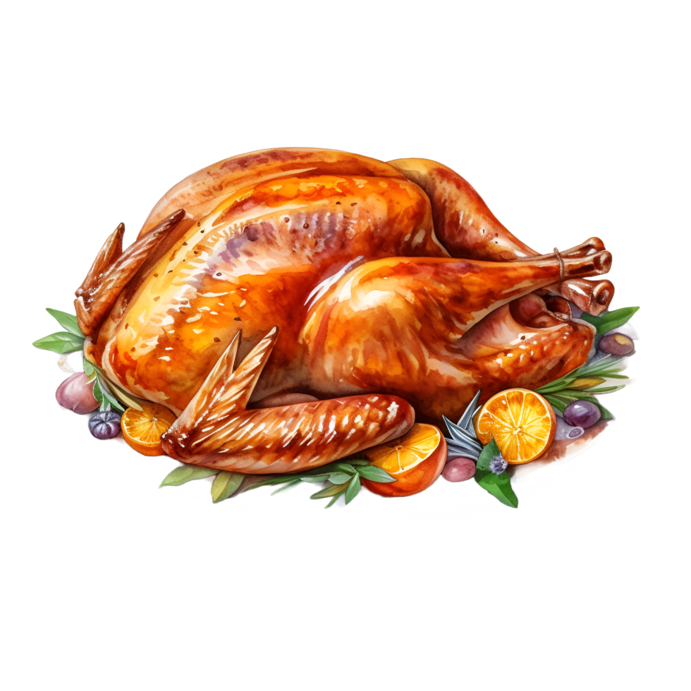 Thanksgiving Turkey Watercolor Clipart AI Generated png