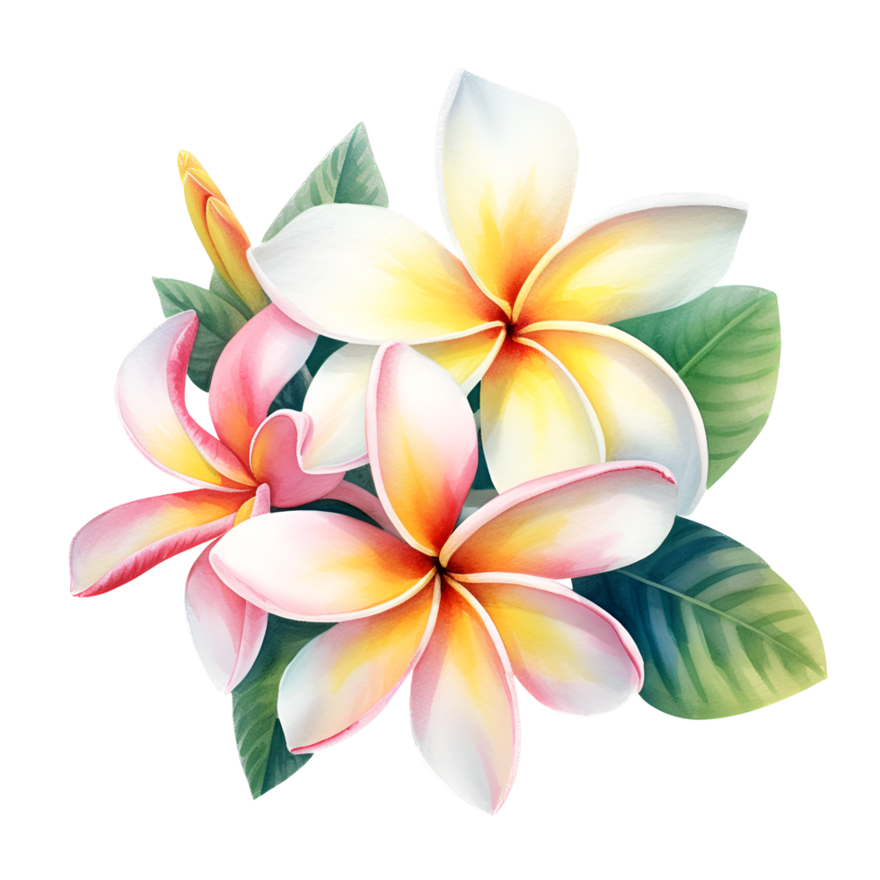 plumeria flores aguarela clipart ai gerado png