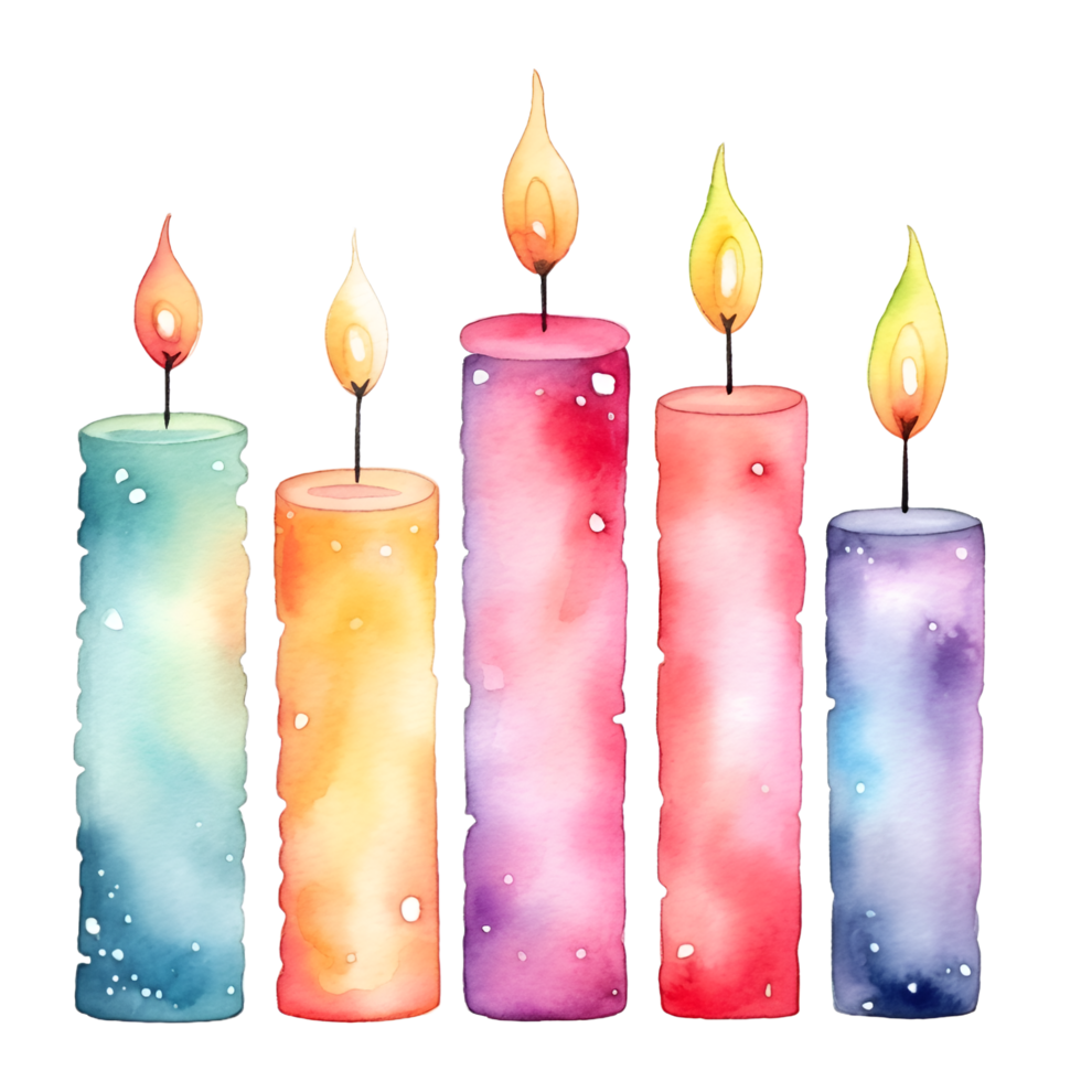 cumpleaños velas acuarela clipart ai generado png