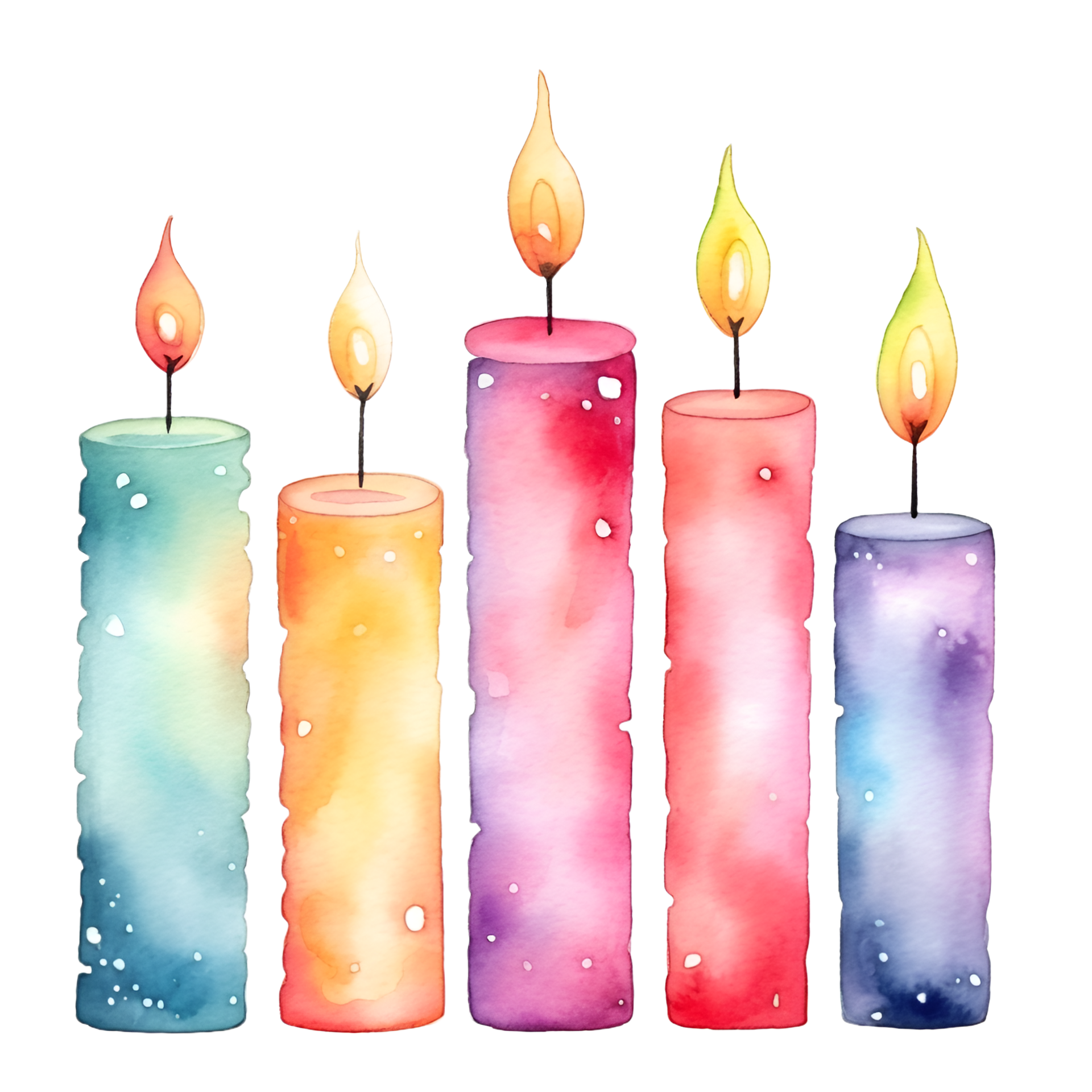 Birthday Candles Watercolor Clipart AI Generated 25005229 PNG