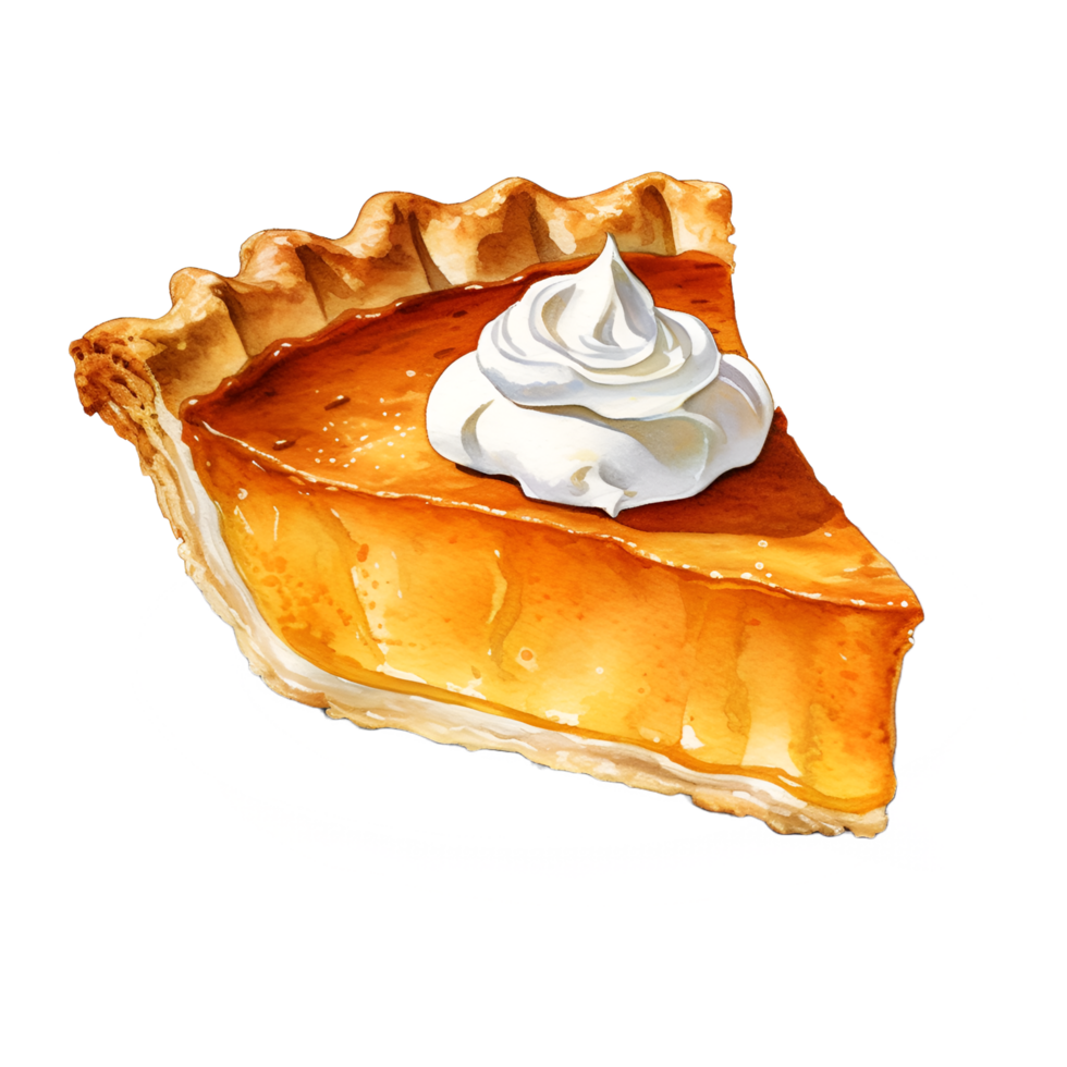 citrouille sucré Patate tarte aquarelle clipart ai généré png