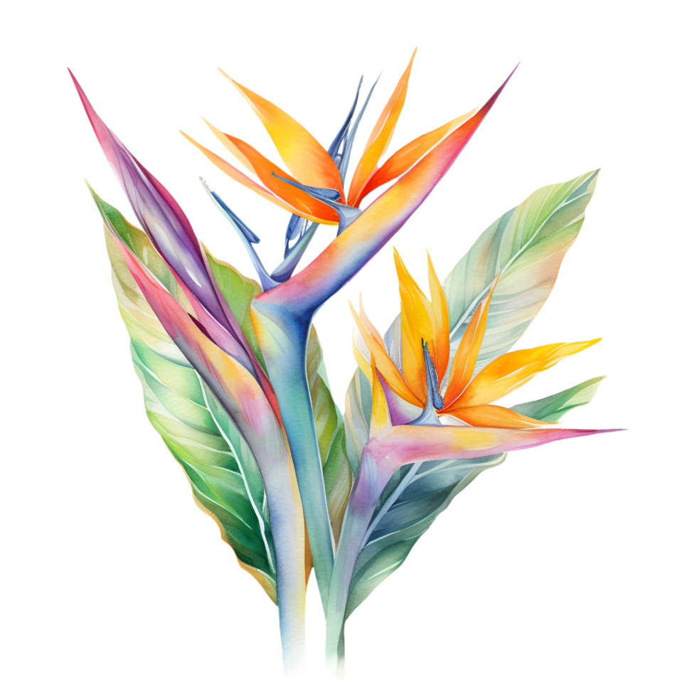 oiseau de paradis fleur aquarelle clipart ai généré png