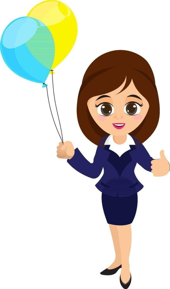 Character of Business Woman with balloons. vector
