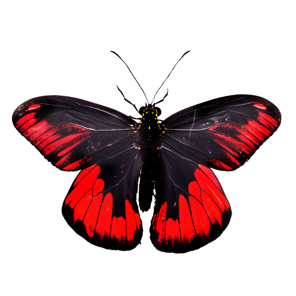 Beautiful butterfly isolated.Atrophaneura pandiyana.Moth.red black butterfly. AI generation png