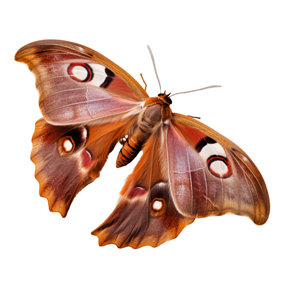 hermosa mariposa aislado.antheraea pernyi.brown mariposa.polilla. ai generado png