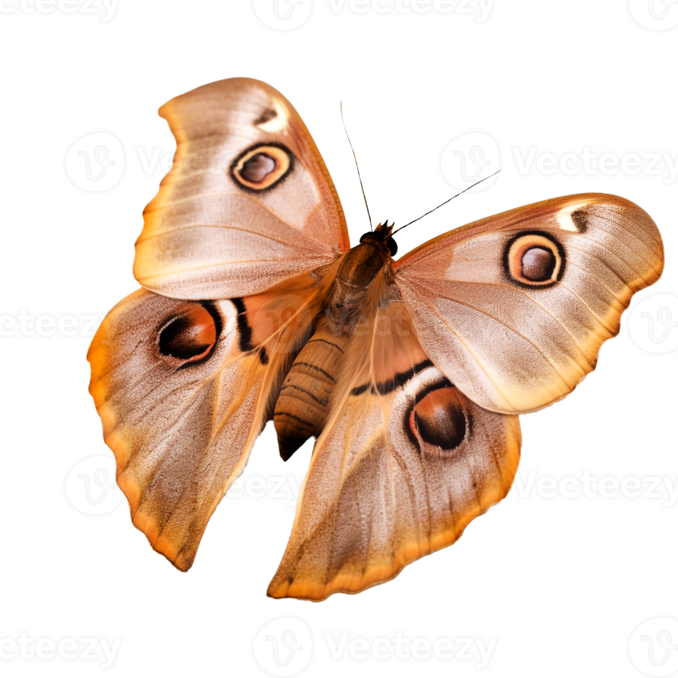 Beautiful butterfly isolated.Antheraea pernyi.brown butterfly.Moth. AI Generated png