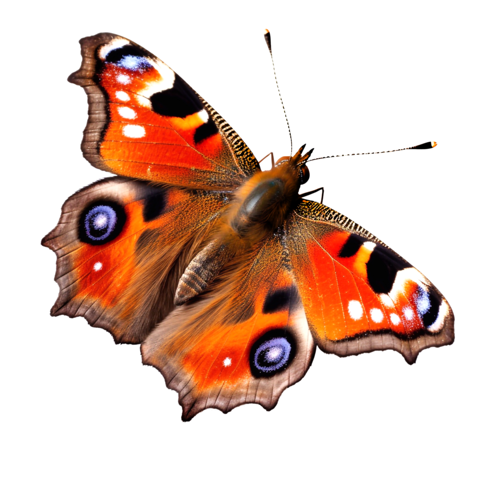 mooi vlinder geïsoleerd.aglais io, voorheen inachis io.rood vlinder.mot. ai gegenereerd png