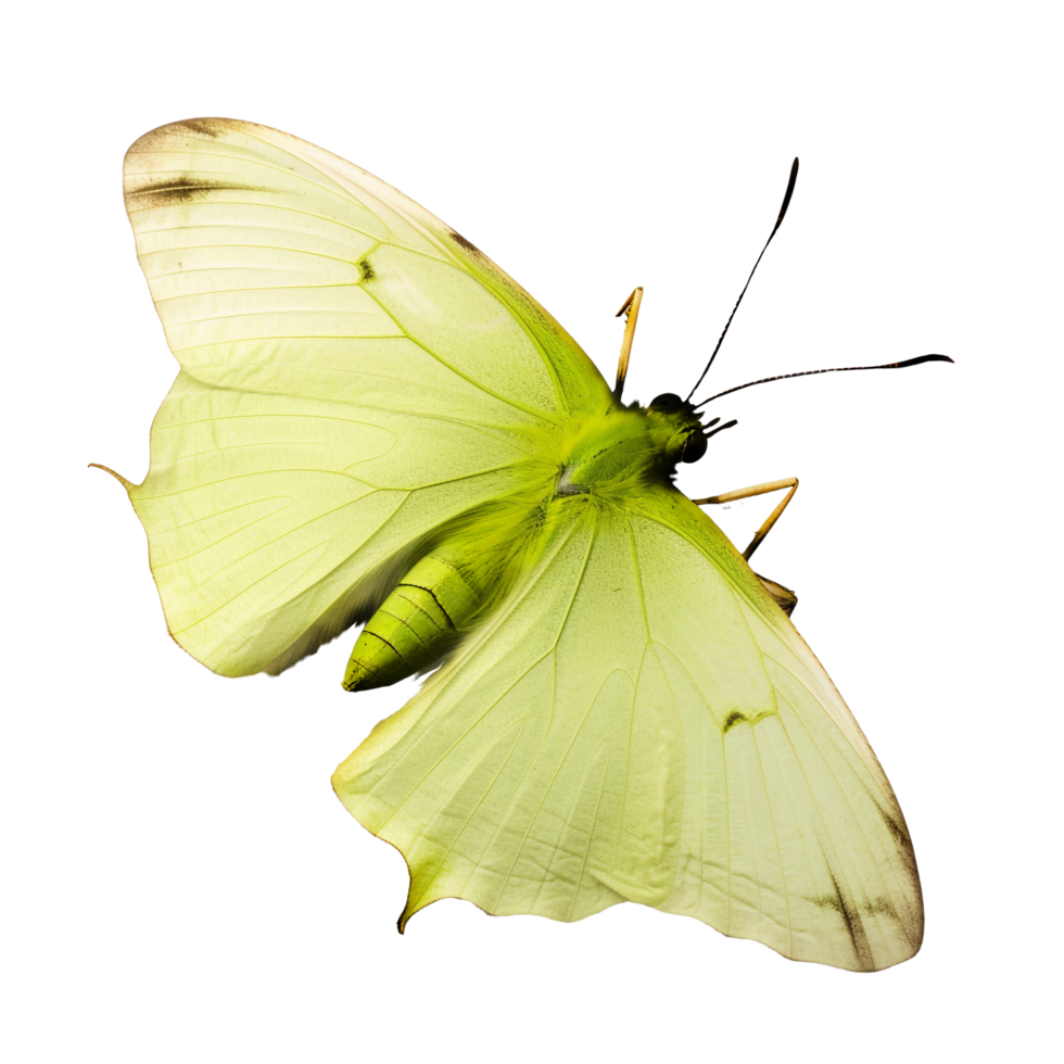 magnifique papillon isolé.gonepteryx rhamni.citron papillon.mite. ai généré png