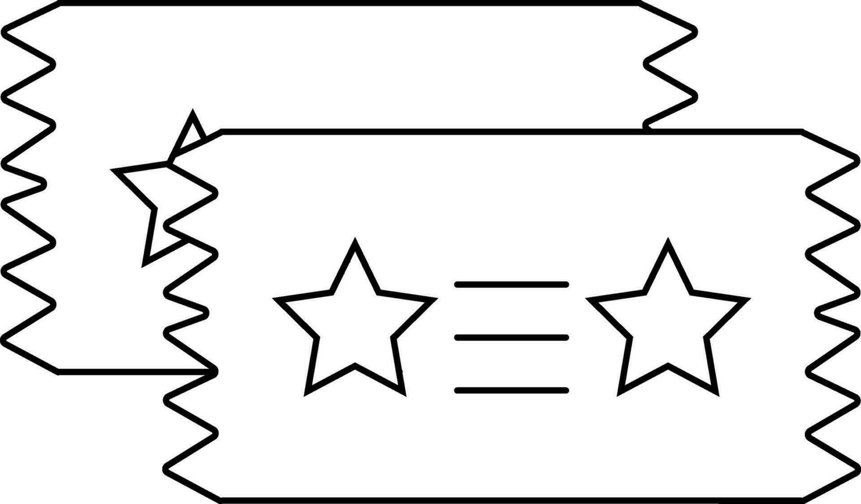 Illustration of cinema two ticket in black line art. vector
