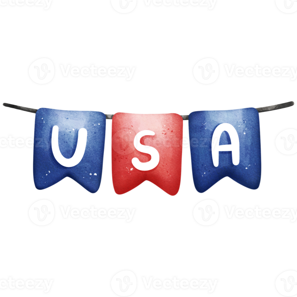 Watercolor Patriotic Bunting png