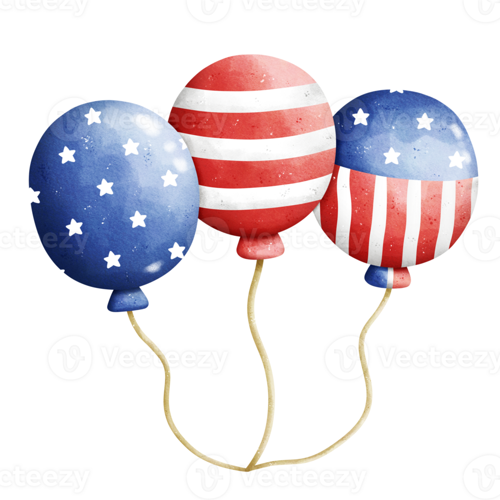 Watercolor patriotic balloons png