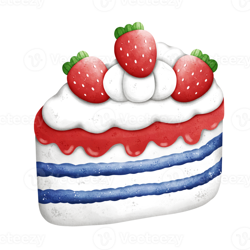 Watercolor Strawberry Cake png